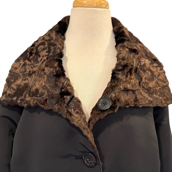 Chicos Reversible Brown Faux Fur Coat Jacket Brown Black Winter Large Chico’s 3 - Picture 2 of 12